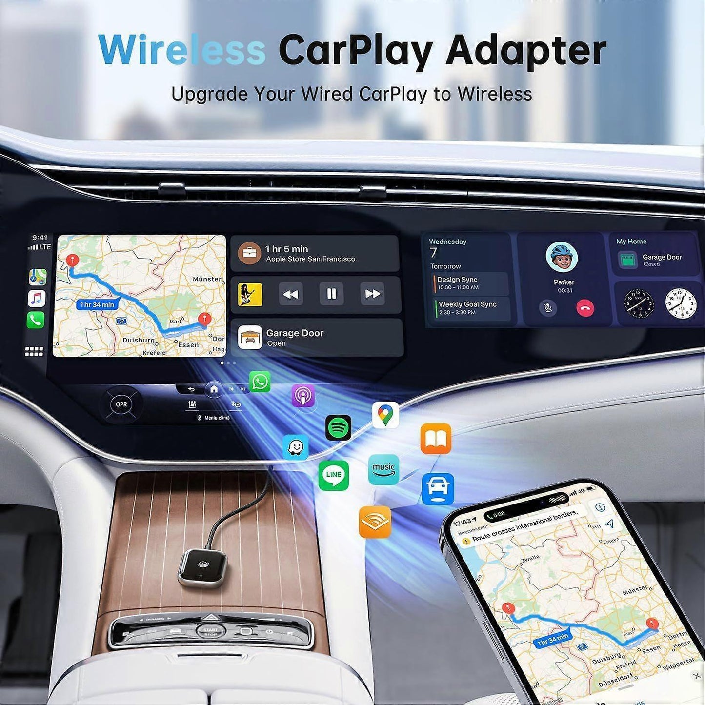 Wireless CarPlay Adapter for Apple CarPlay, Easy Wired to Wireless Upgrade