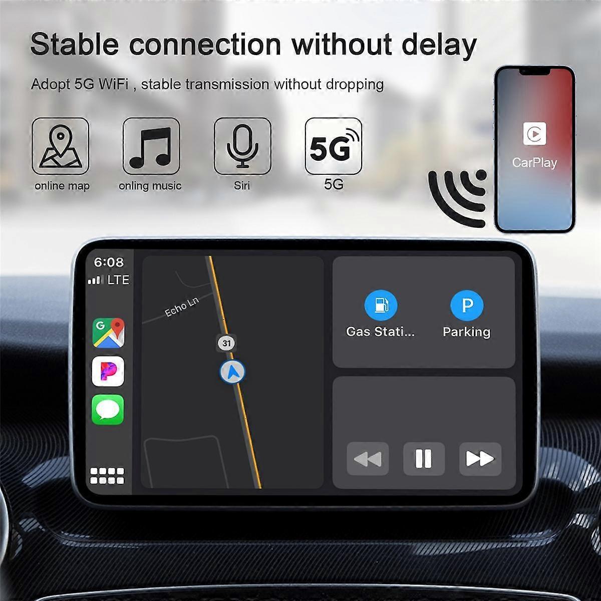 CarPlay Wireless Adapter, Wired to Wireless Dongle with WiFi Online Update
