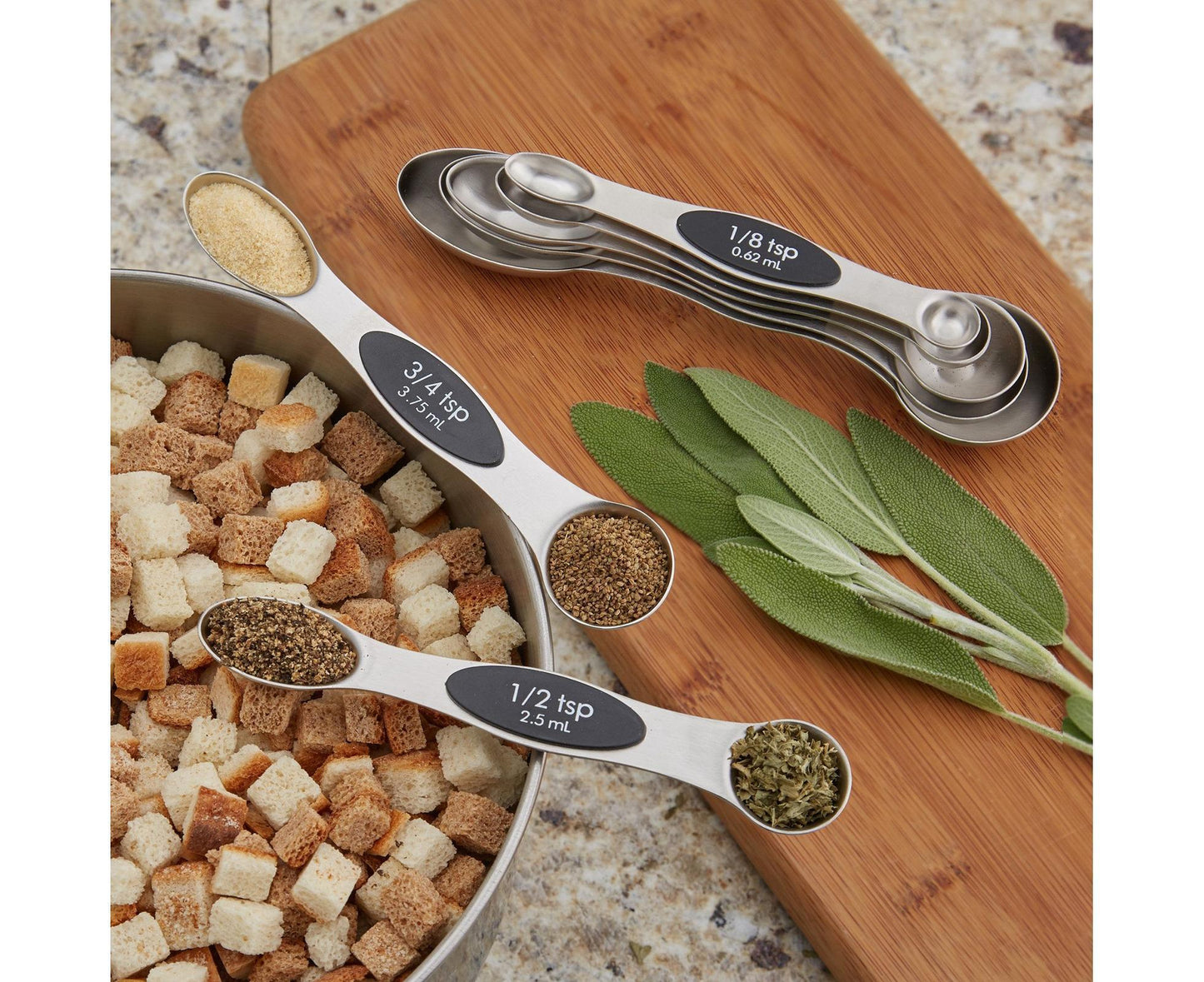 Double-heads Measuring Spoon Stainless Steel Kitchen Gadget-Black