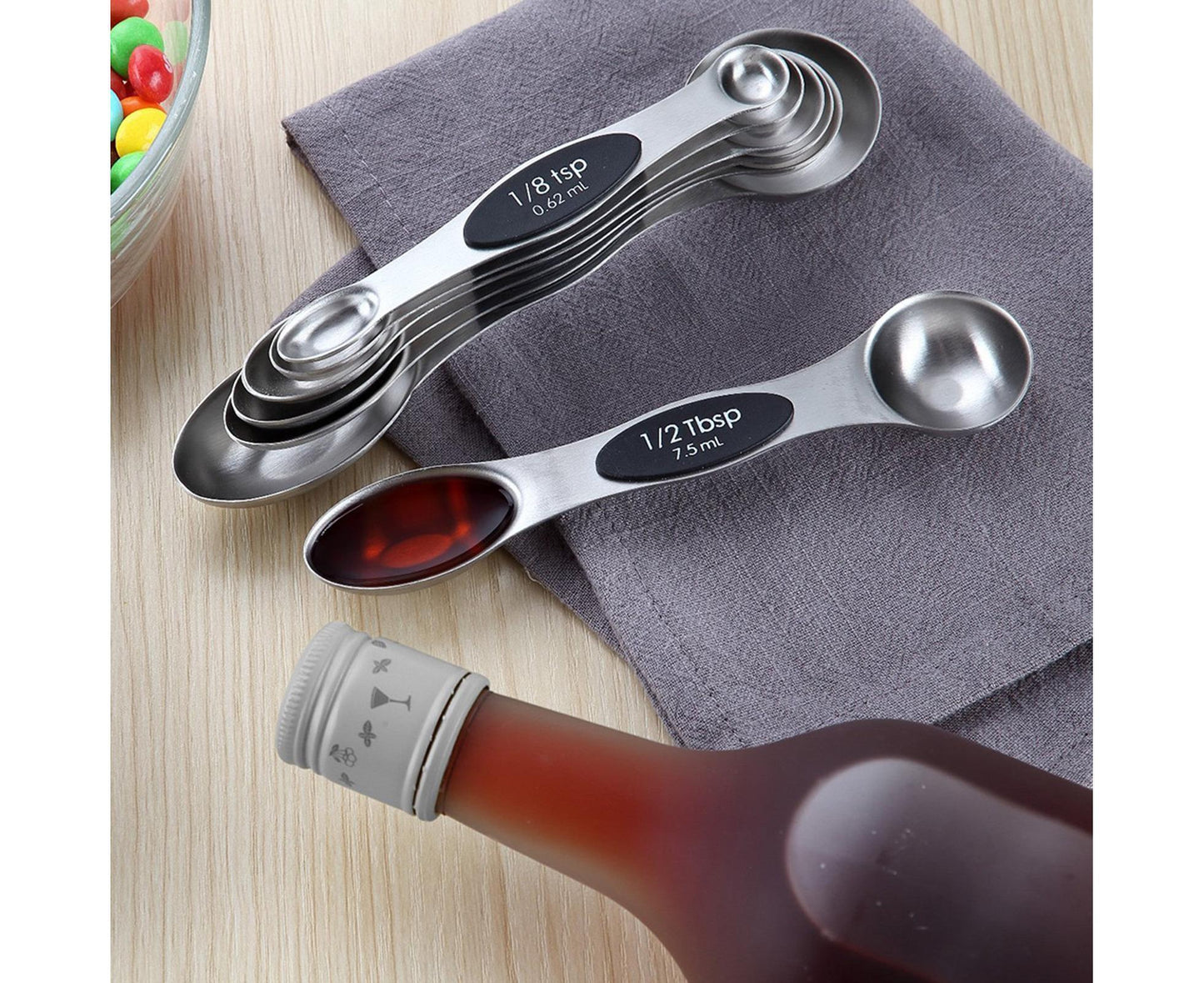 Double-heads Measuring Spoon Stainless Steel Kitchen Gadget-Black
