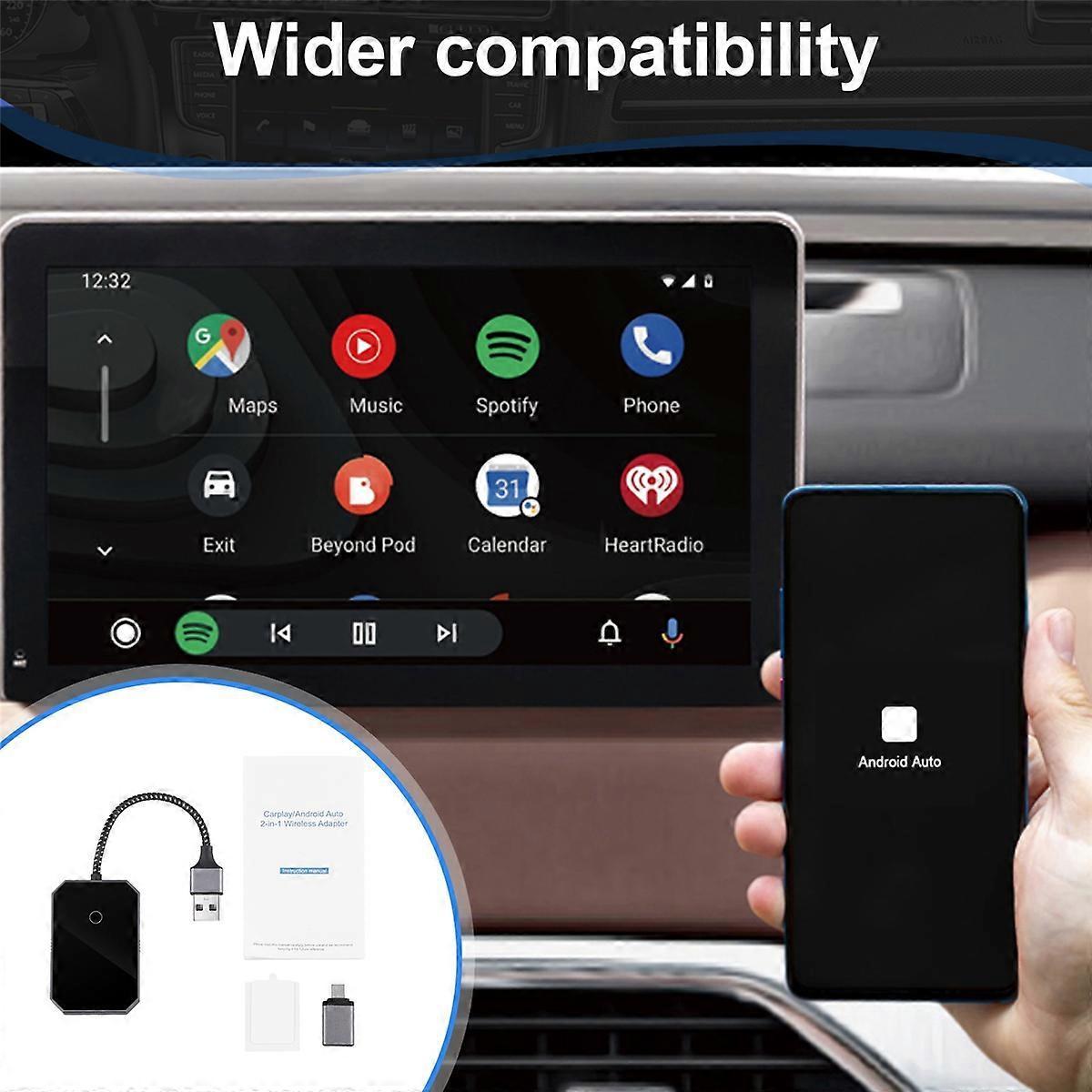 2 in 1 Wireless CarPlay Adapter, Convert Wired to Wireless CarPlay Box