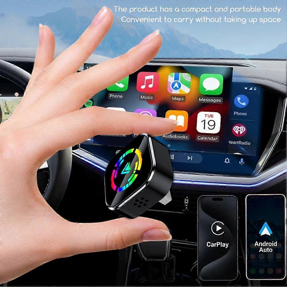 2-in-1 Wireless CarPlay Adapter for iPhone & Android, Mini Auto Dongle