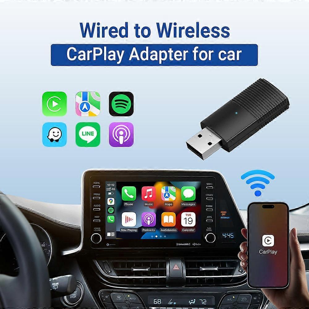 Mini Wireless CarPlay Adapter, Wired to Wireless Dongle for iPhone