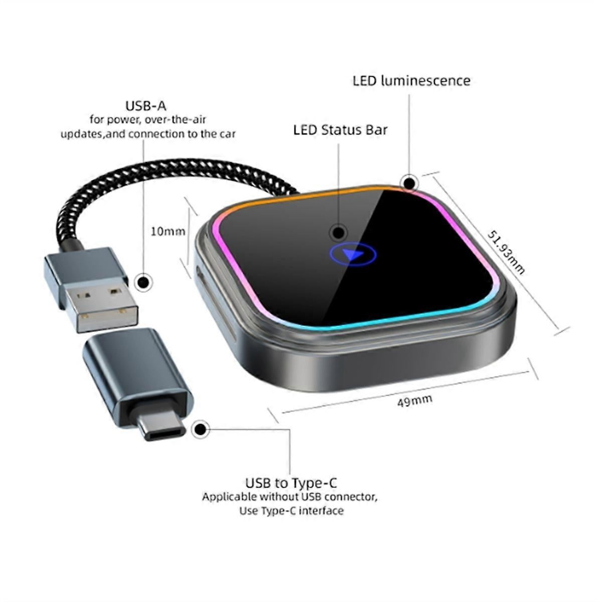 2-in-1 Wireless CarPlay Adapter for Android Auto Audio