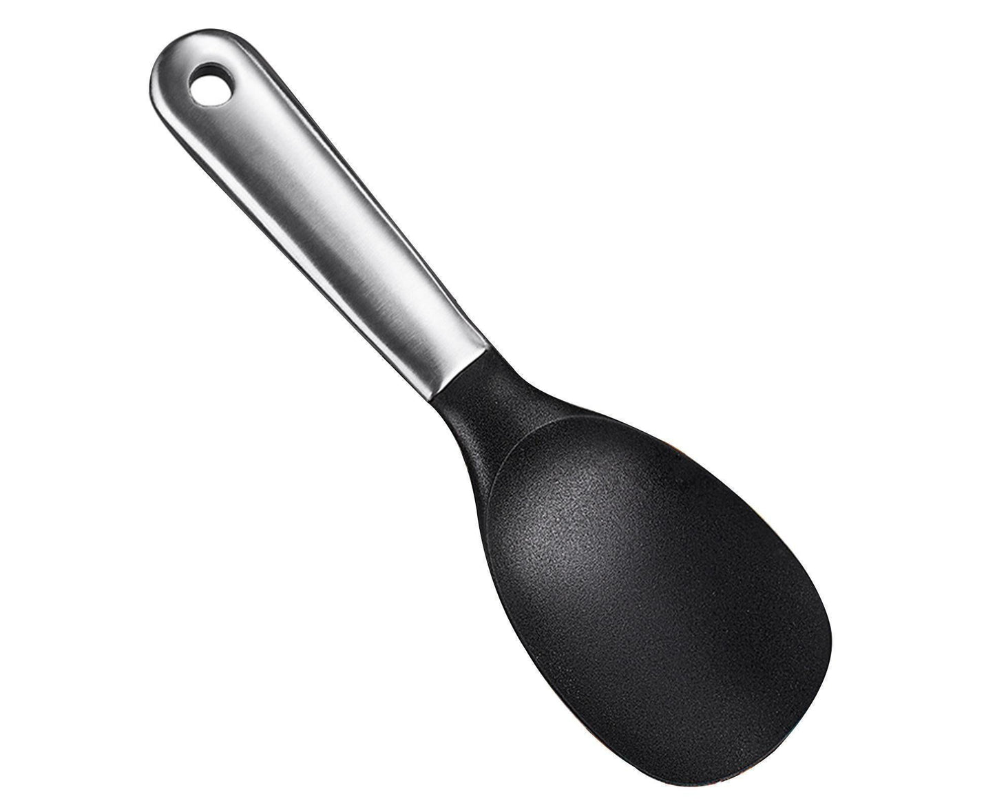 Scoop Thickened Anti-slip Stainless Steel Practical Rice Spoon for Kitchen-Black