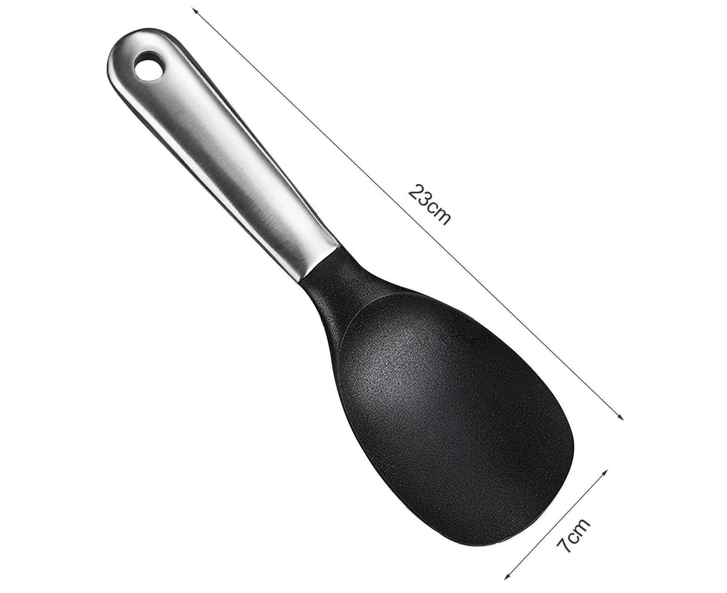 Scoop Thickened Anti-slip Stainless Steel Practical Rice Spoon for Kitchen-Black