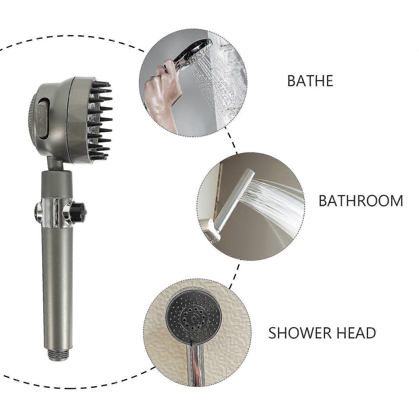 Plastic Removable Household Shower Head for Bath Use