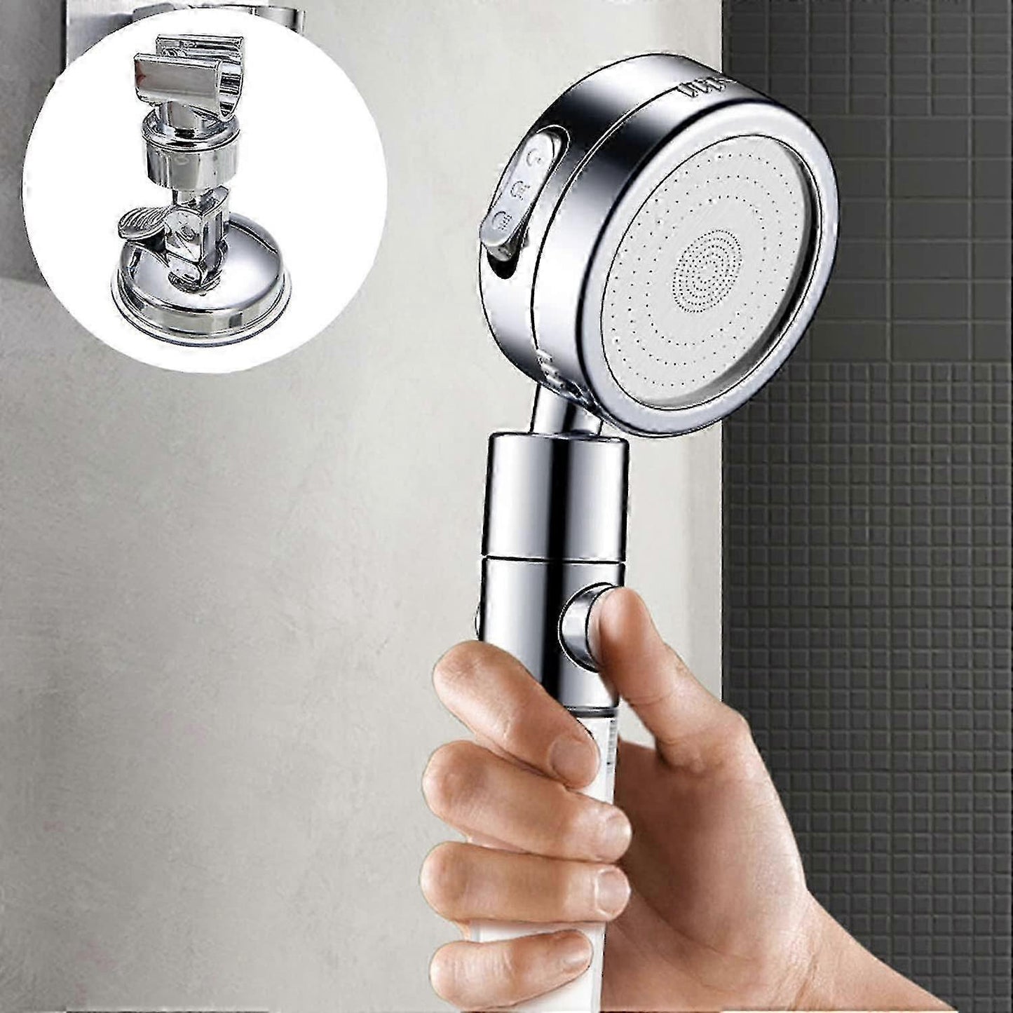 Adjustable Removable Shower Head Holder, No Drill Bracket