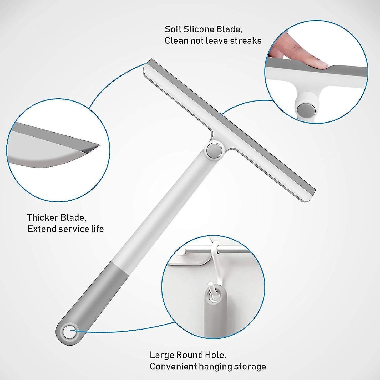 Silicone Shower Squeegee with Rotating Handle for Bathroom/Window