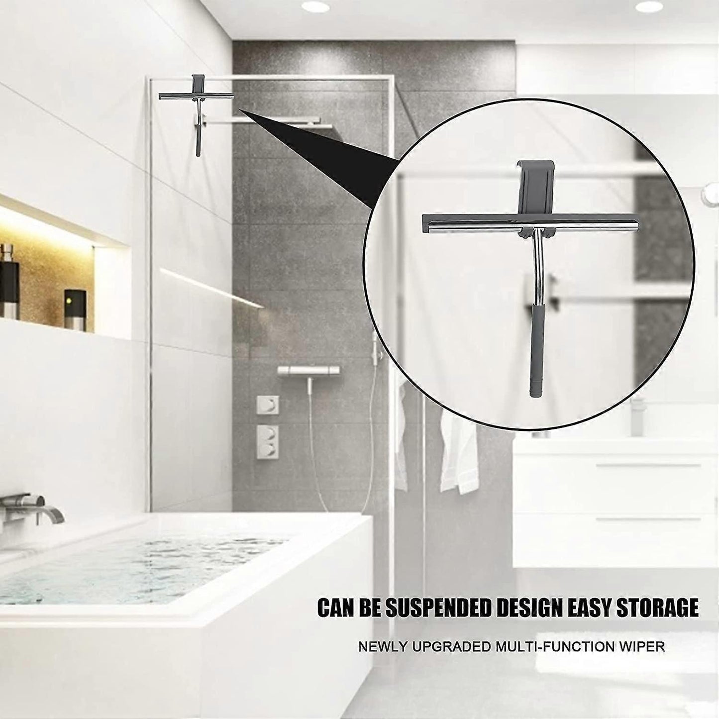 Stainless Steel Silicone Shower Squeegee, Glass Cleaning Tool