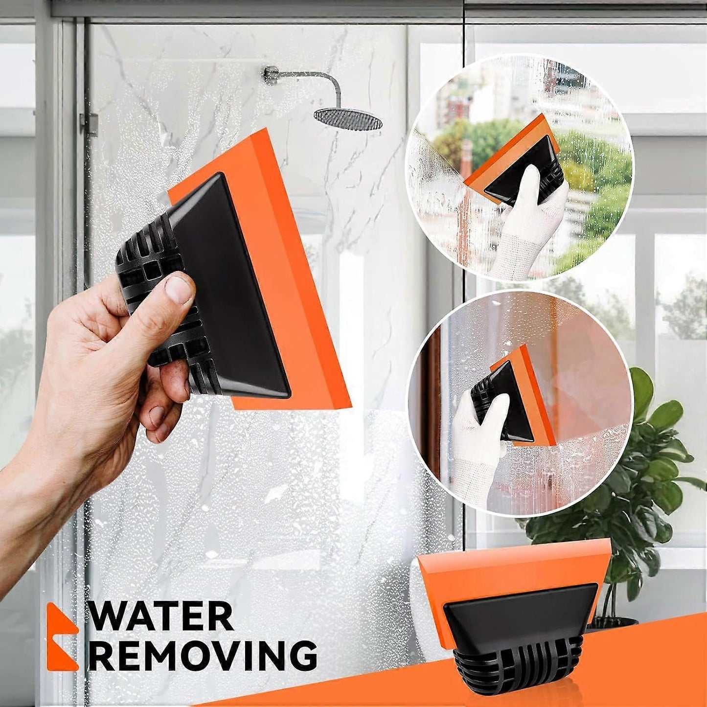 2pcs Orange Window Tint Squeegees, Non-Slip Rubber Handle PPF Tools