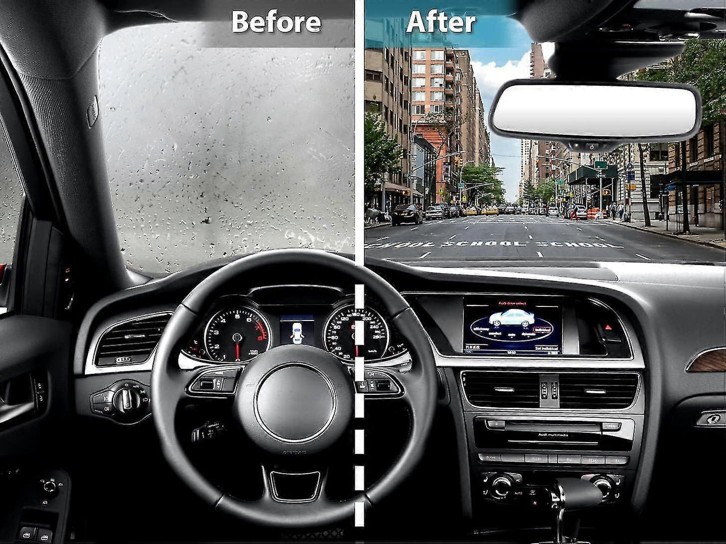 2x Window & Shower Squeegees, Silicone Glass Wiper Set for Mirrors