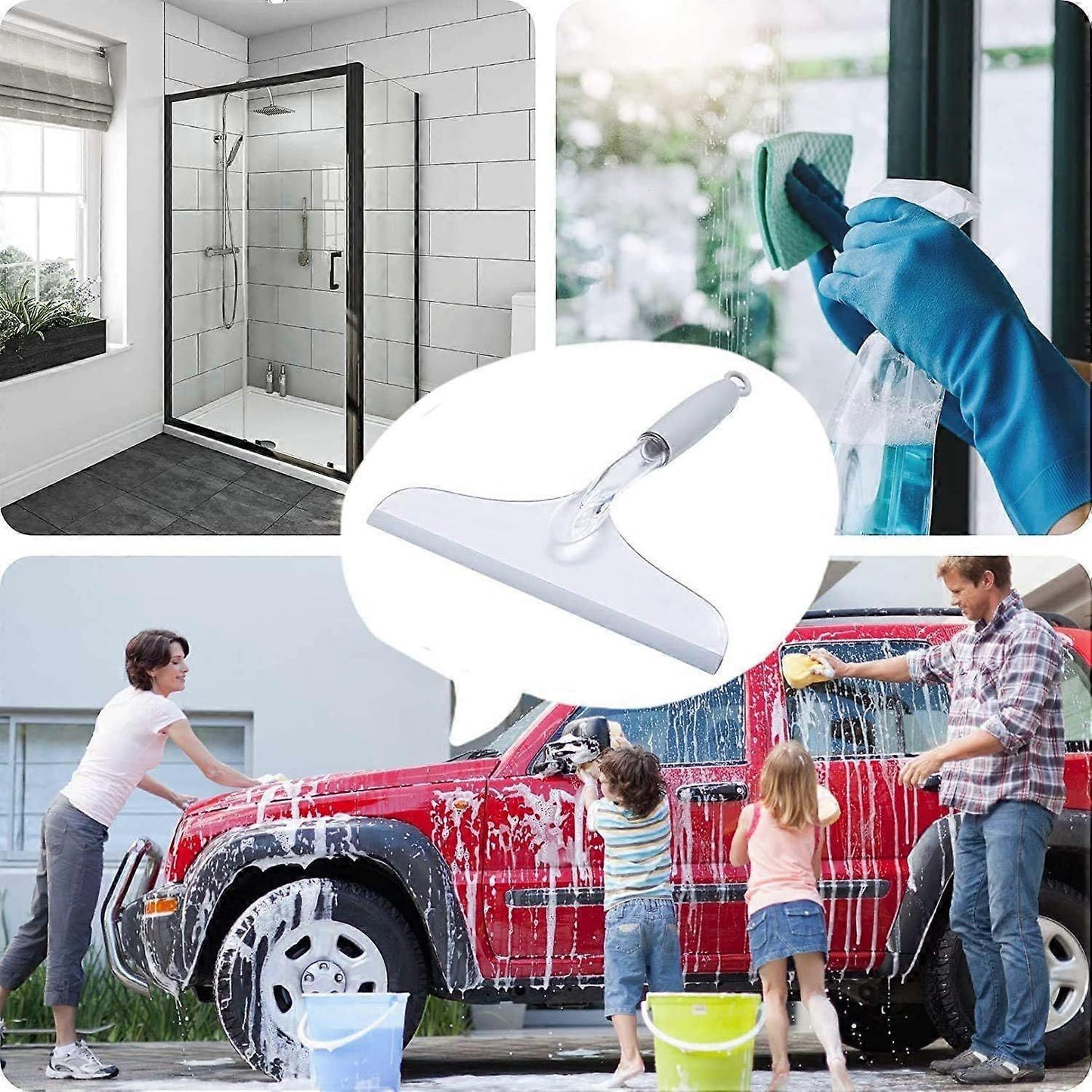 Shower Door Squeegee, Silicone Window Cleaner, Plastic Car Windshield Wiper