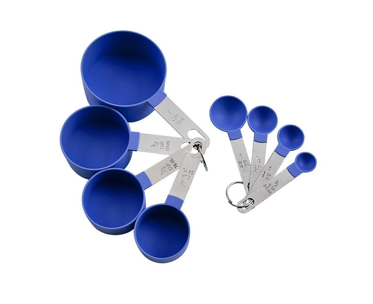 8Pcs/Set Stainless Steel Handle Measuring Spoons Baking Cooking Scale Scoop-Green
