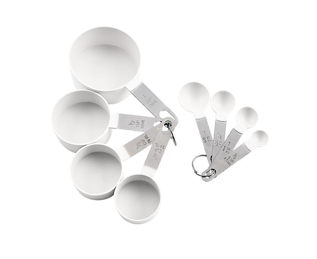 8Pcs/Set Stainless Steel Handle Measuring Spoons Baking Cooking Scale Scoop-Green