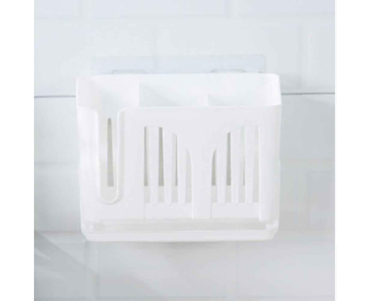 Home Chopsticks Cage Wall-mounted Drain Storage Rack Fork Knife Spoon Holder-Beige