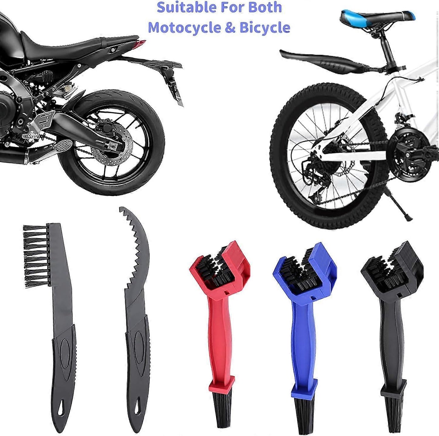 5pcs Motorcycle/Bike Chain Cleaning Brush Set for Maintenance