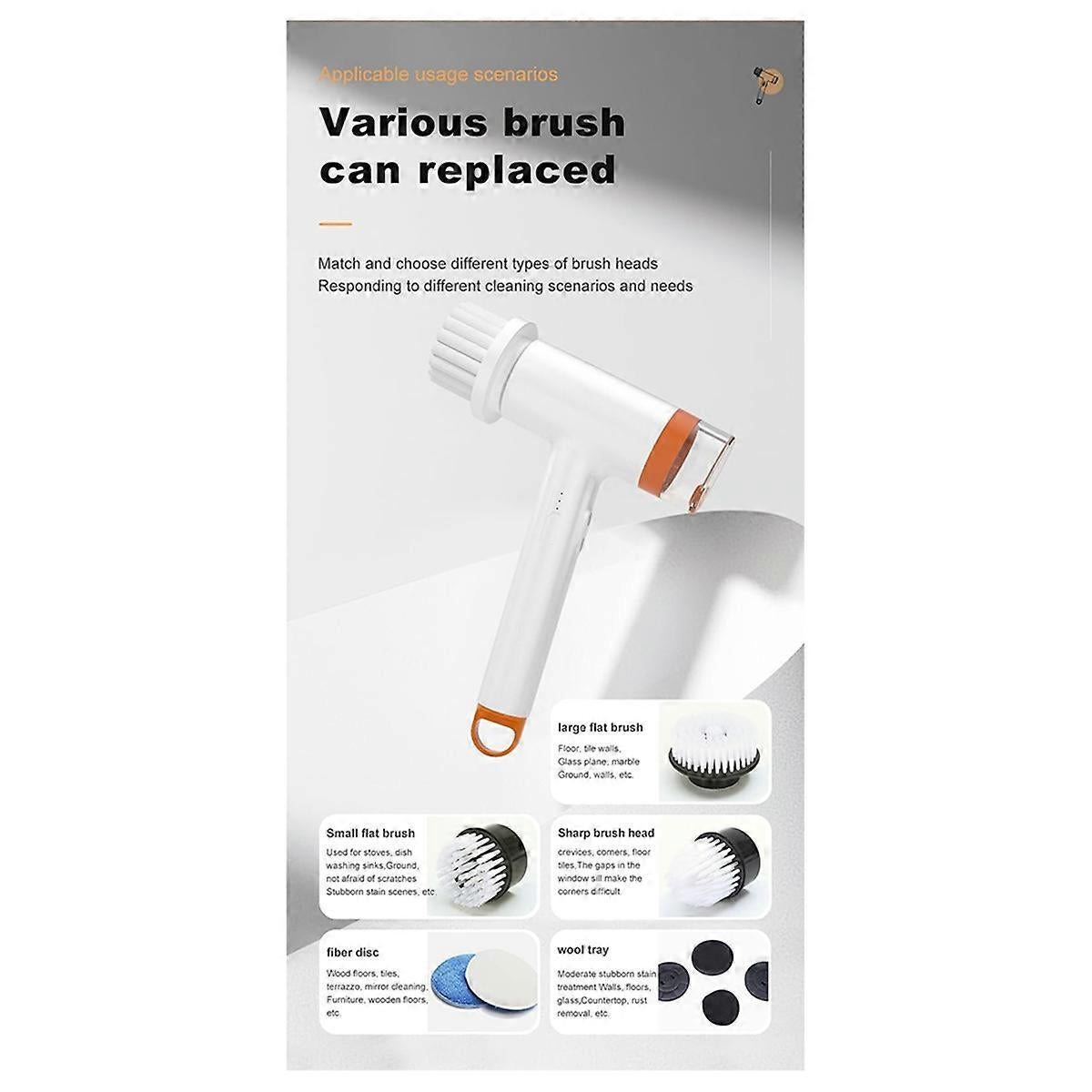 Cordless Multifunctional Cleaning Brush Scrubber for Home & Shower