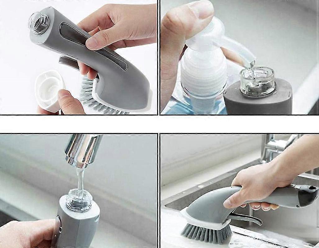 Household Liquid Cleaning Brush, Gray Handle