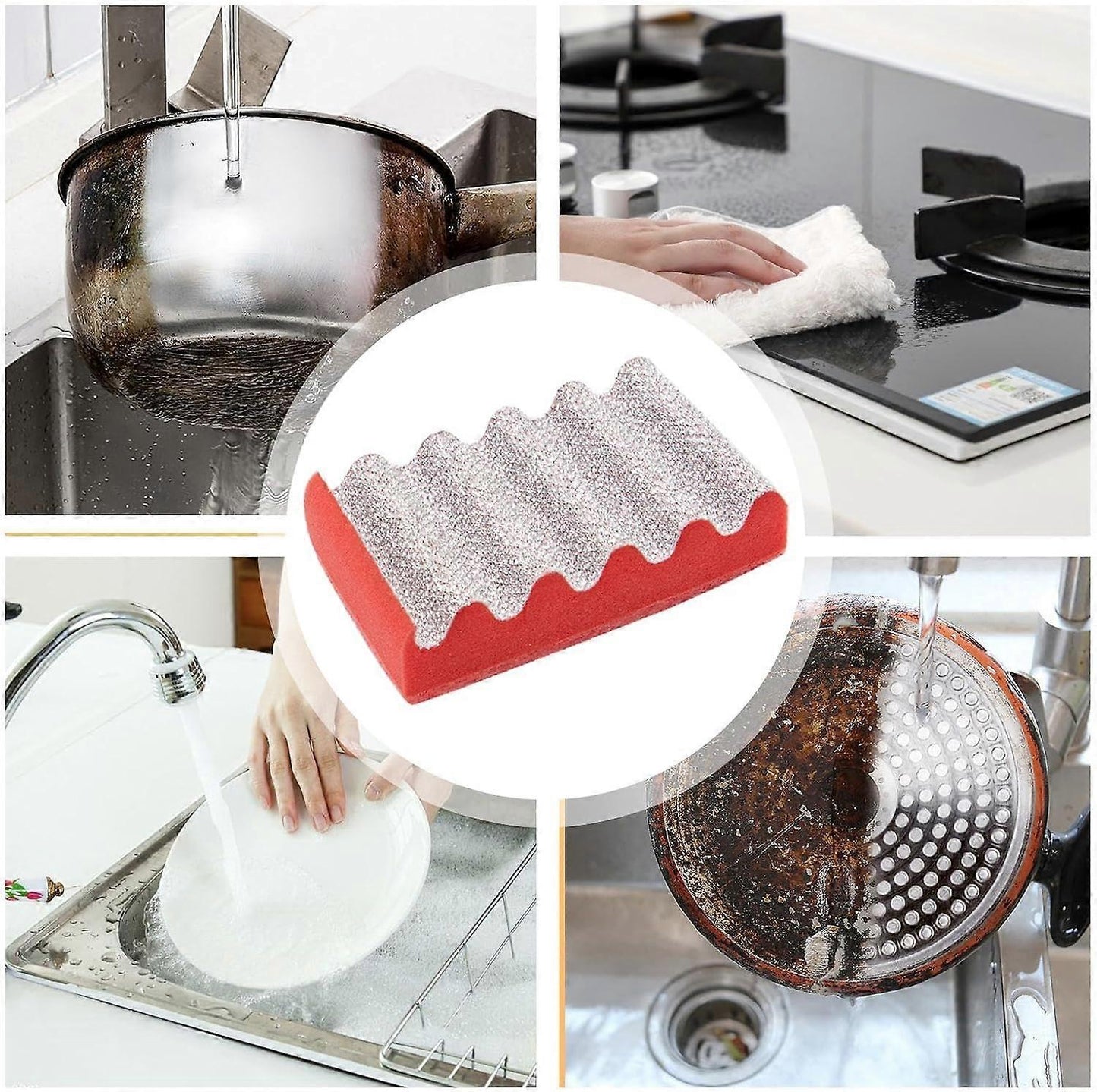 Grill & Pan Cleaning Brush with Scouring Pad, Kitchen Cleaner