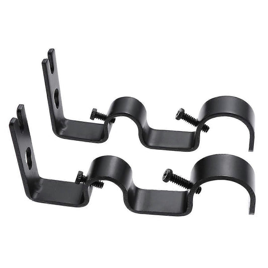 2pcs Tension Curtain Rods, Black & White with Brackets & Holders