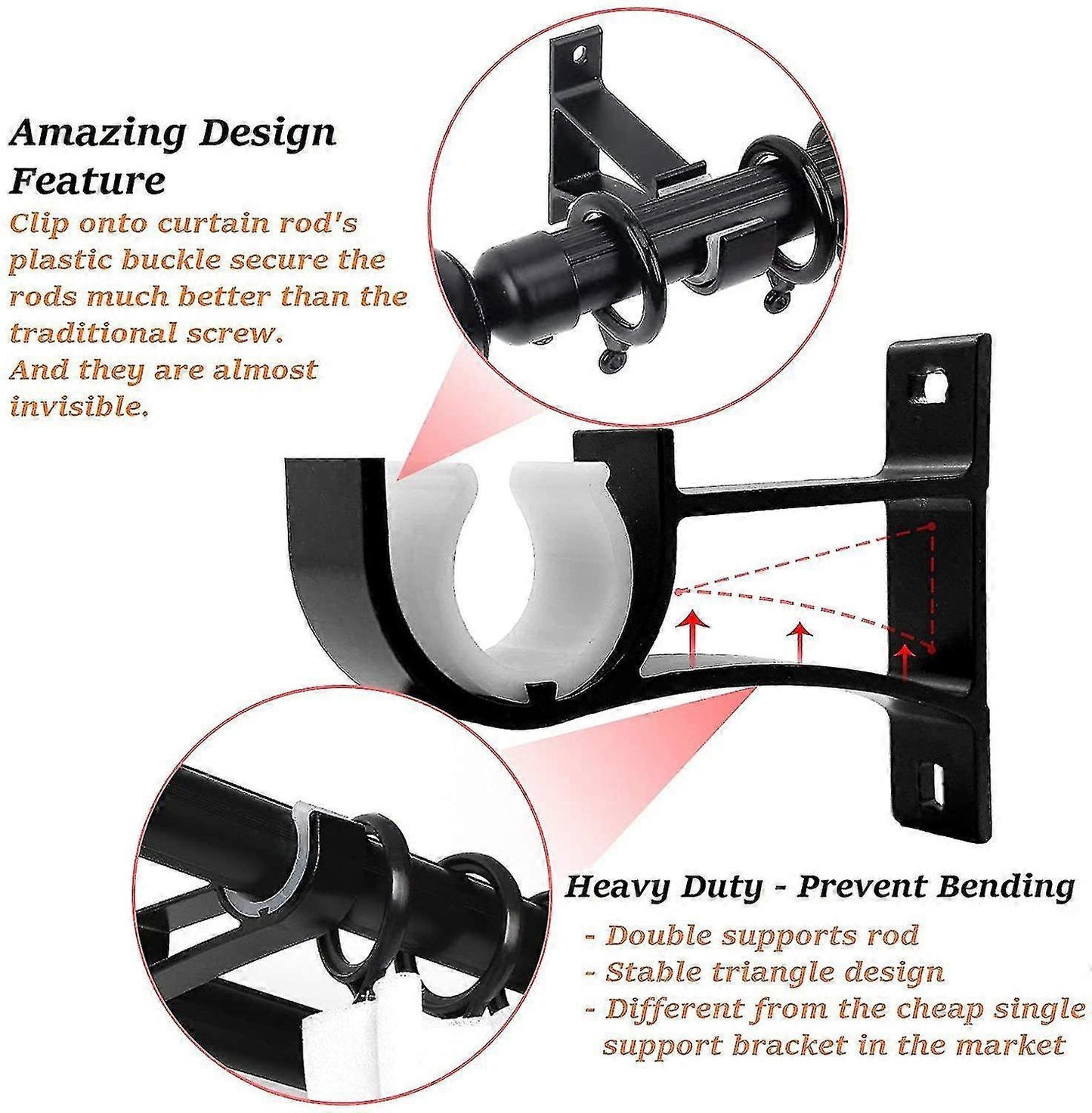 2pcs Small Curtain Rod Brackets, Curtain Rod Holders