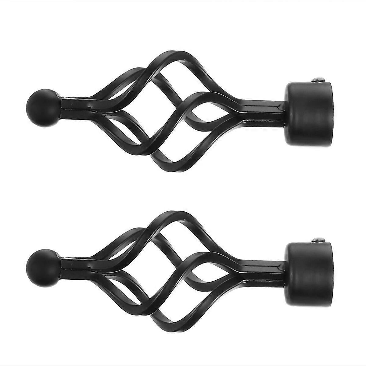 2pcs Adjustable Curtain Rods with Decorative Ends & Stoppers