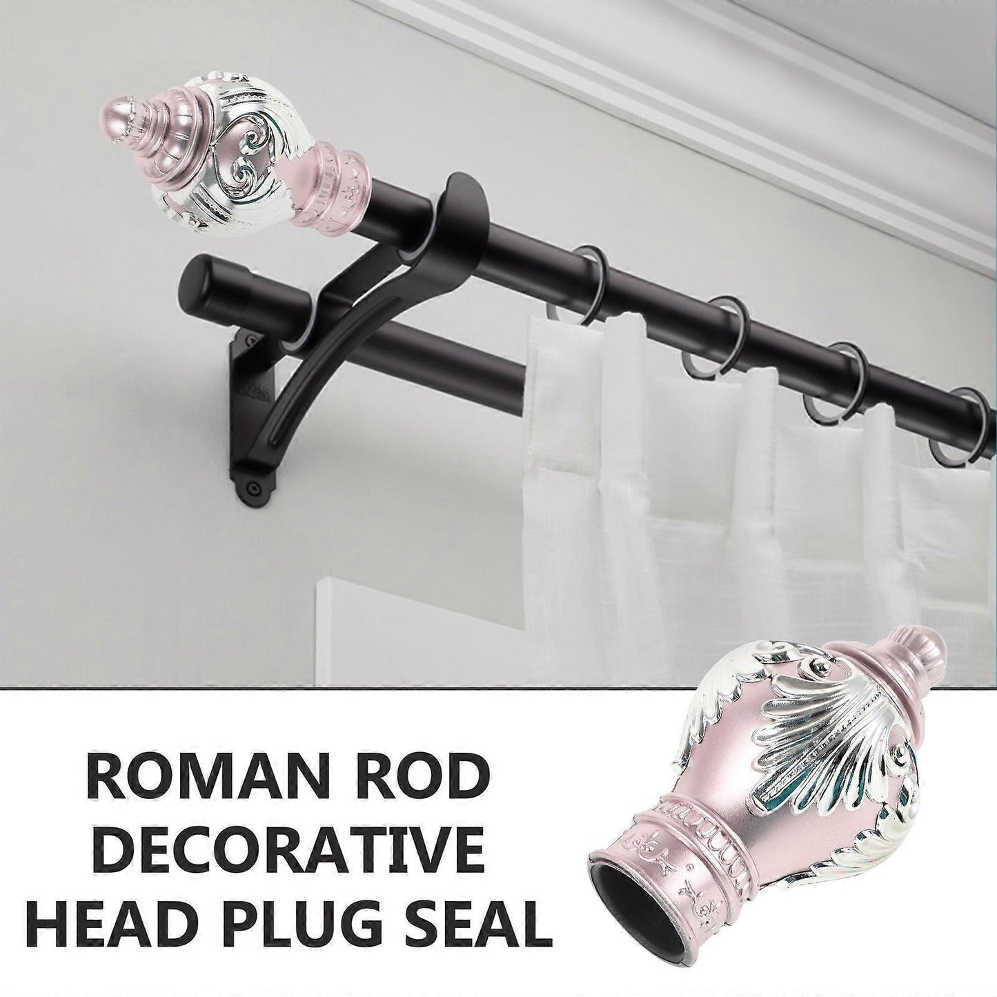 Curtain Pole Finials, Window Curtain Rod Decorative End Caps