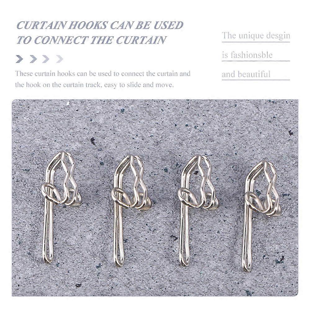 100pcs Metal Shower Curtain Hooks Pin-on Drapes Hooks Silver