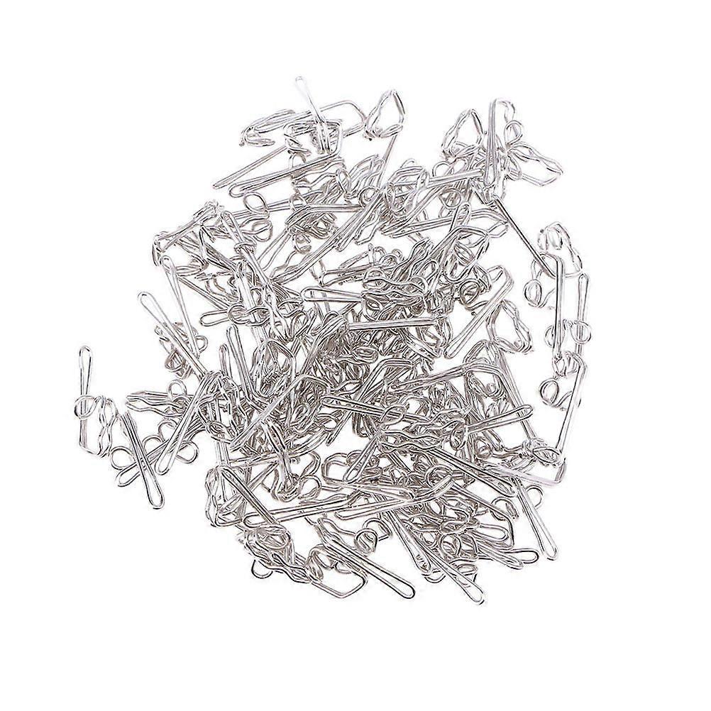 100pcs Metal Shower Curtain Hooks Pin-on Drapes Hooks Silver