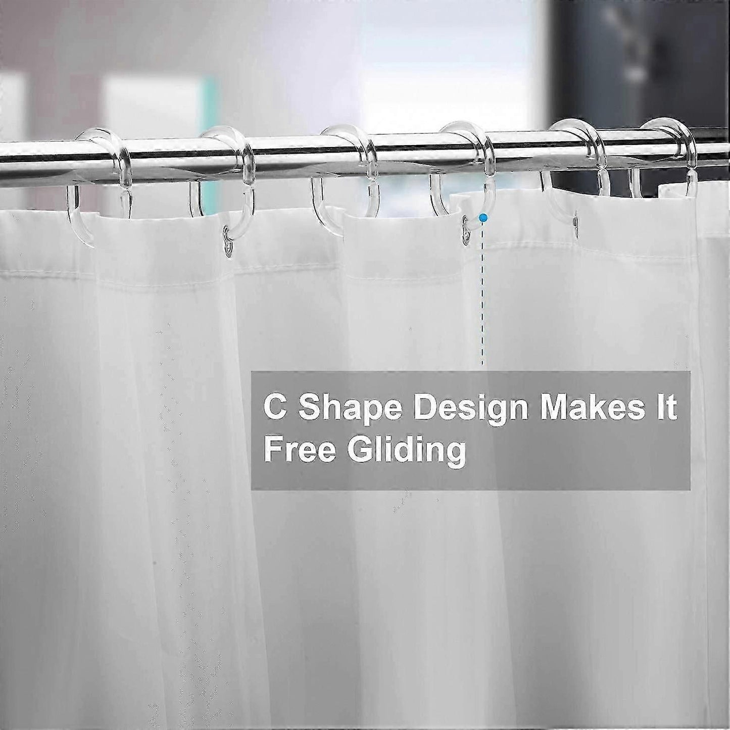 24pcs Plastic Shower Curtain Hooks Rings Bathroom Curtain Hooks