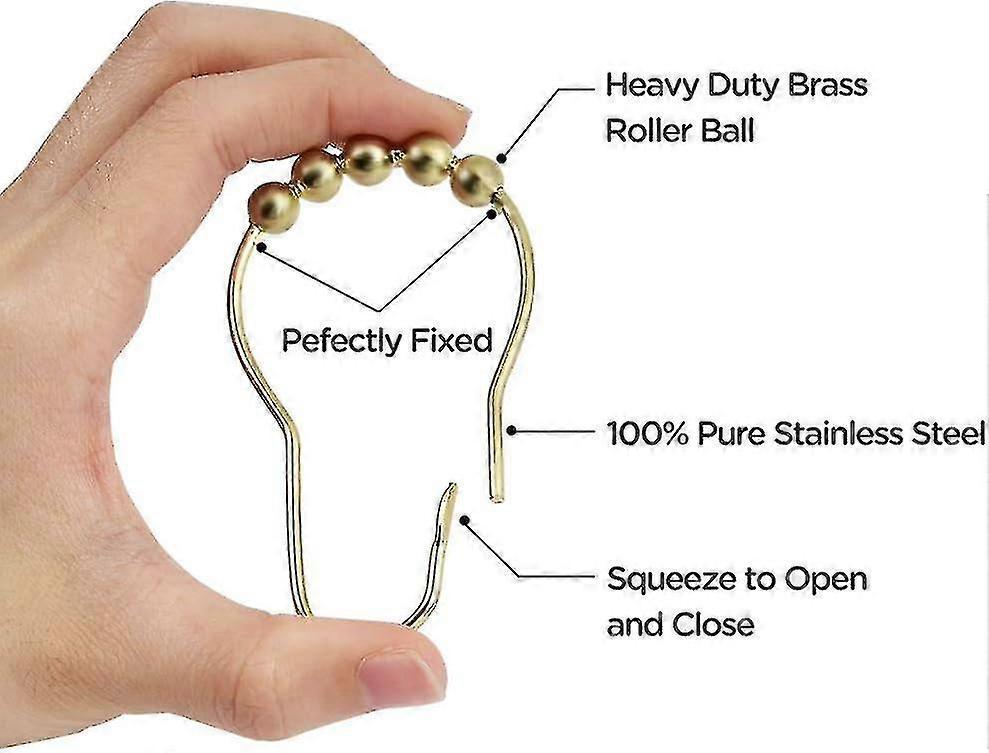 30pcs Stainless Steel Shower Curtain Hooks Gold Curtain Hooks