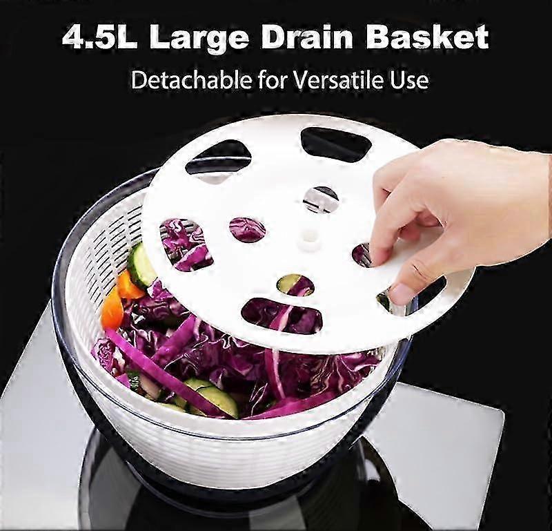 Electric Salad Spinner 4.5L, Rechargeable Large Lettuce Dryer