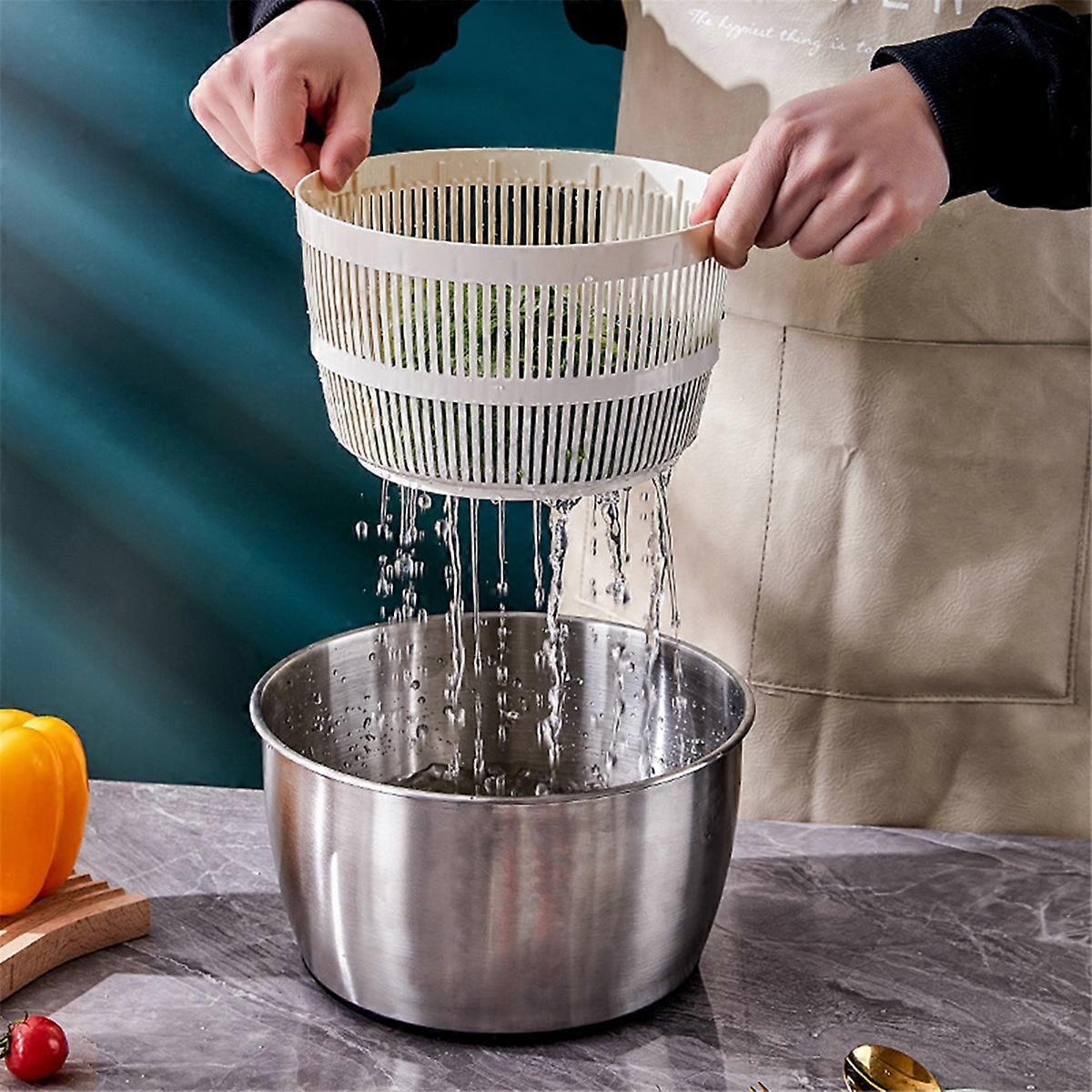 Salad Spinner Fruit and Vegetable Dryer with Milky Liner
