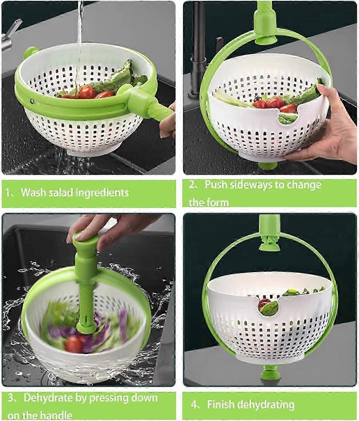 Collapsible Salad Spinner, 3 Quart Large Capacity Dryer