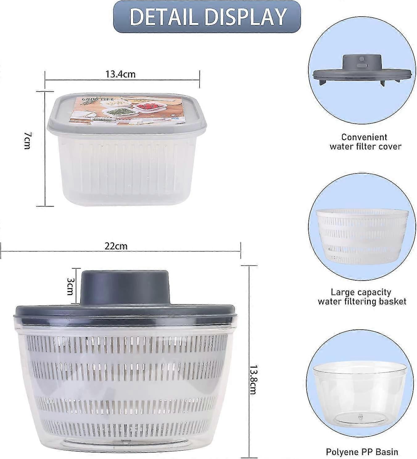 Automatic Electric Salad Spinner, Rechargeable Quick Lettuce Dryer