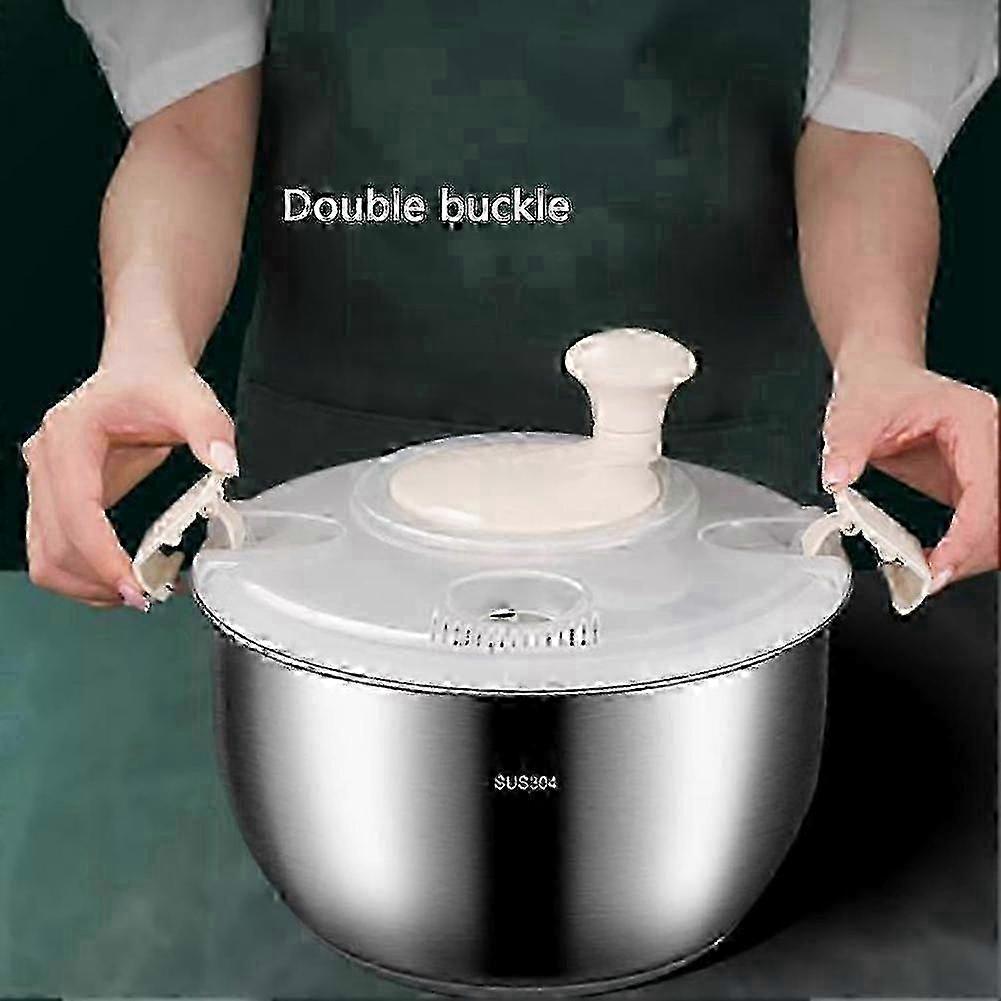 6L Stainless Steel Salad Spinner with PP Lid, Fruit & Veg Washer