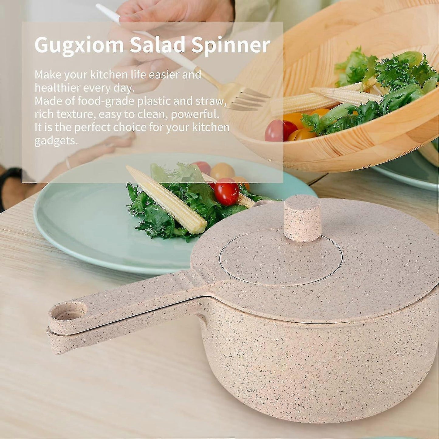 Progressive Salad Spinner with Long Handle, Veg & Fruit Washer