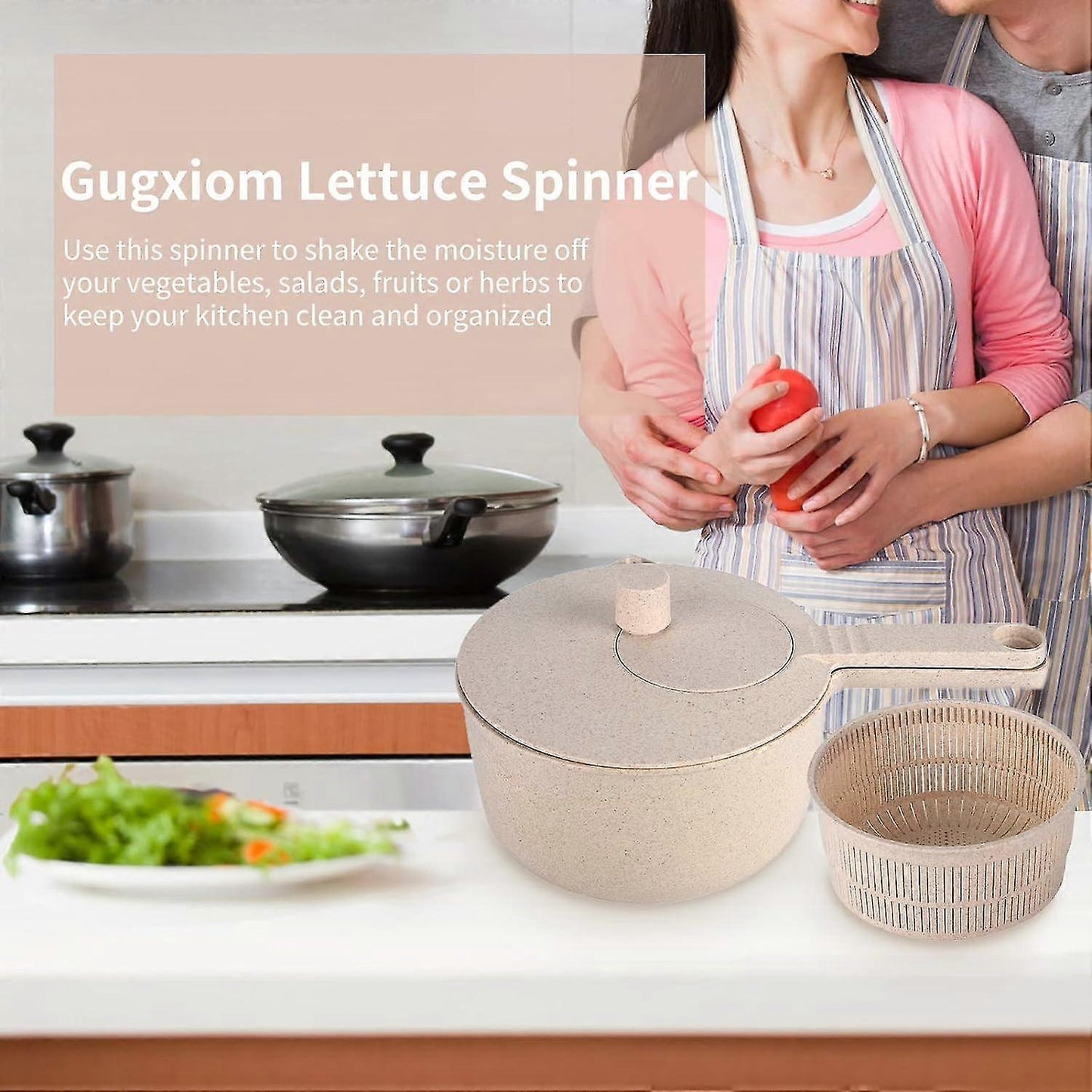 Progressive Salad Spinner with Long Handle, Veg & Fruit Washer