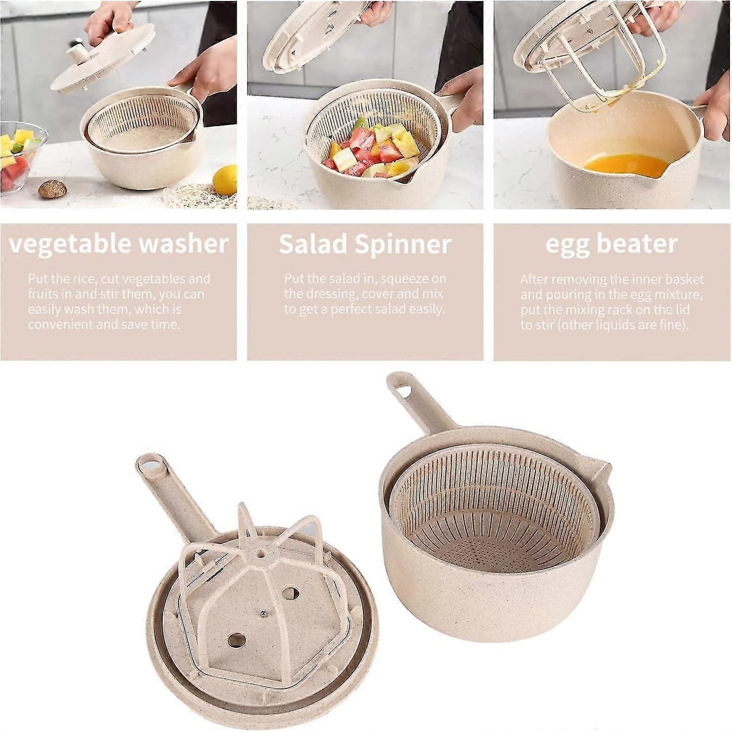 Progressive Salad Spinner with Long Handle, Veg & Fruit Washer