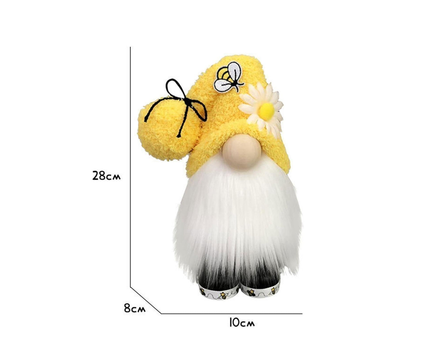 Doll Ornament Adorable Fine Workmanship Plush Bumble Bee Gnome Decoration for Home Desktop-Yellow