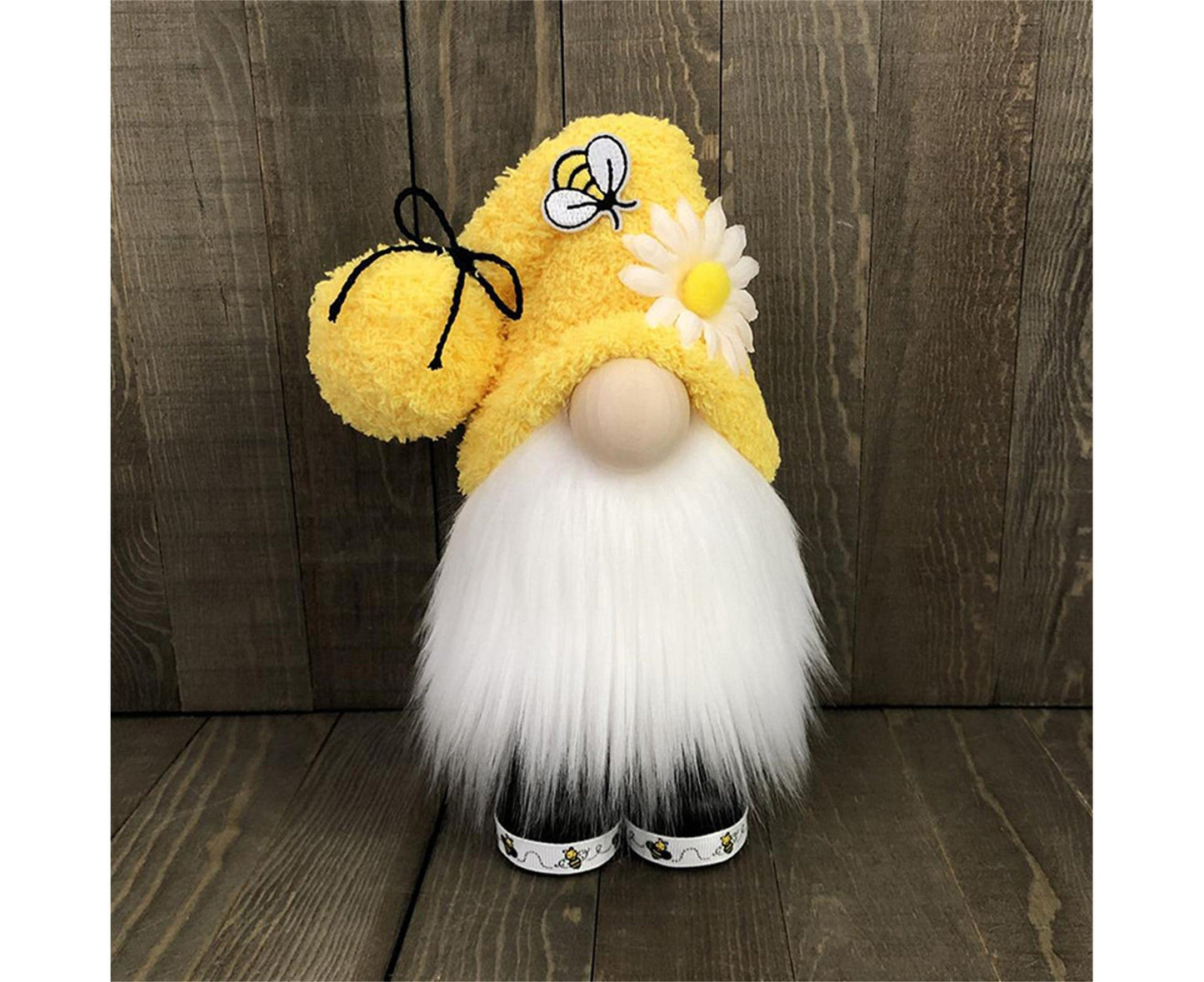 Doll Ornament Adorable Fine Workmanship Plush Bumble Bee Gnome Decoration for Home Desktop-Yellow