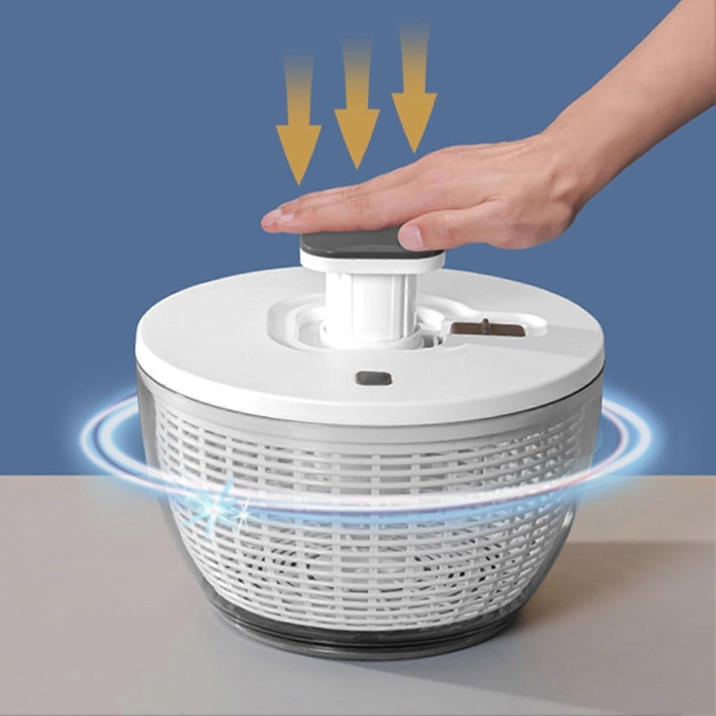 6L Salad Spinner with One-Hand Pump, Lettuce & Fruit Washer Dryer