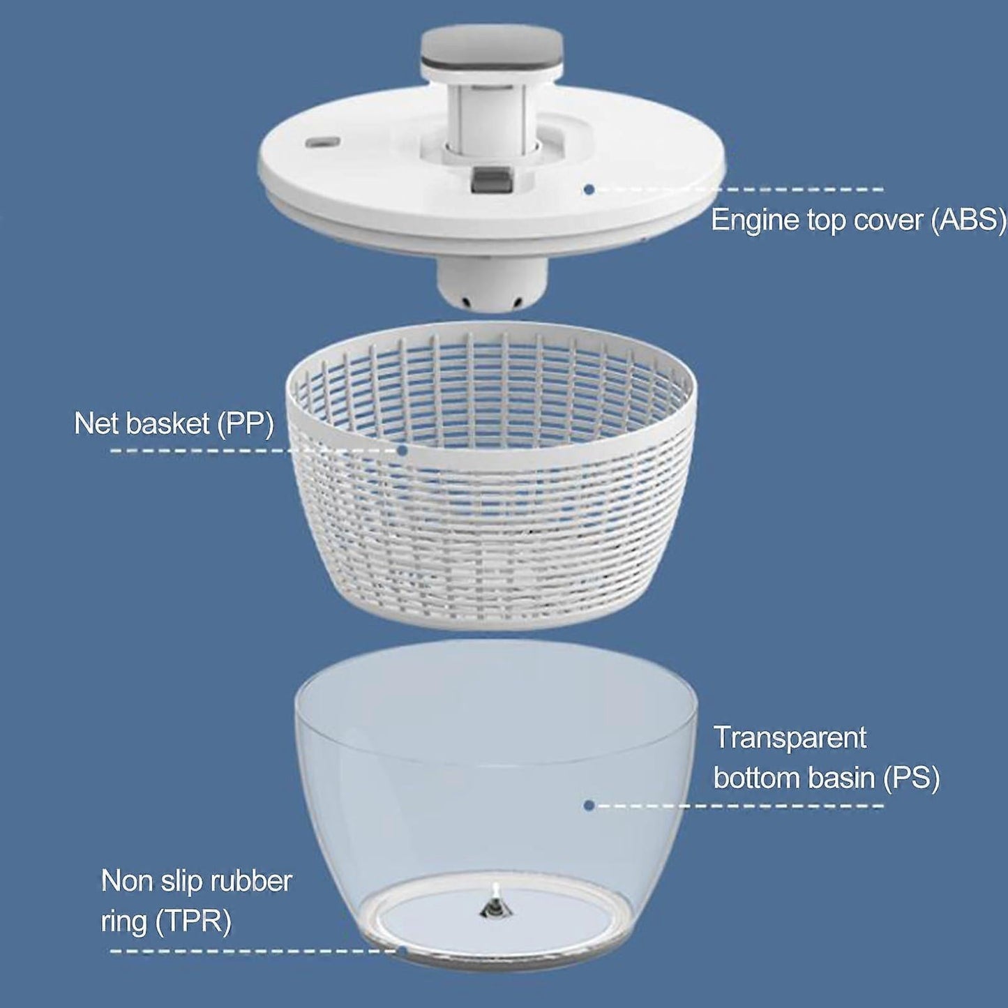 6L Salad Spinner with One-Hand Pump, Lettuce & Fruit Washer Dryer