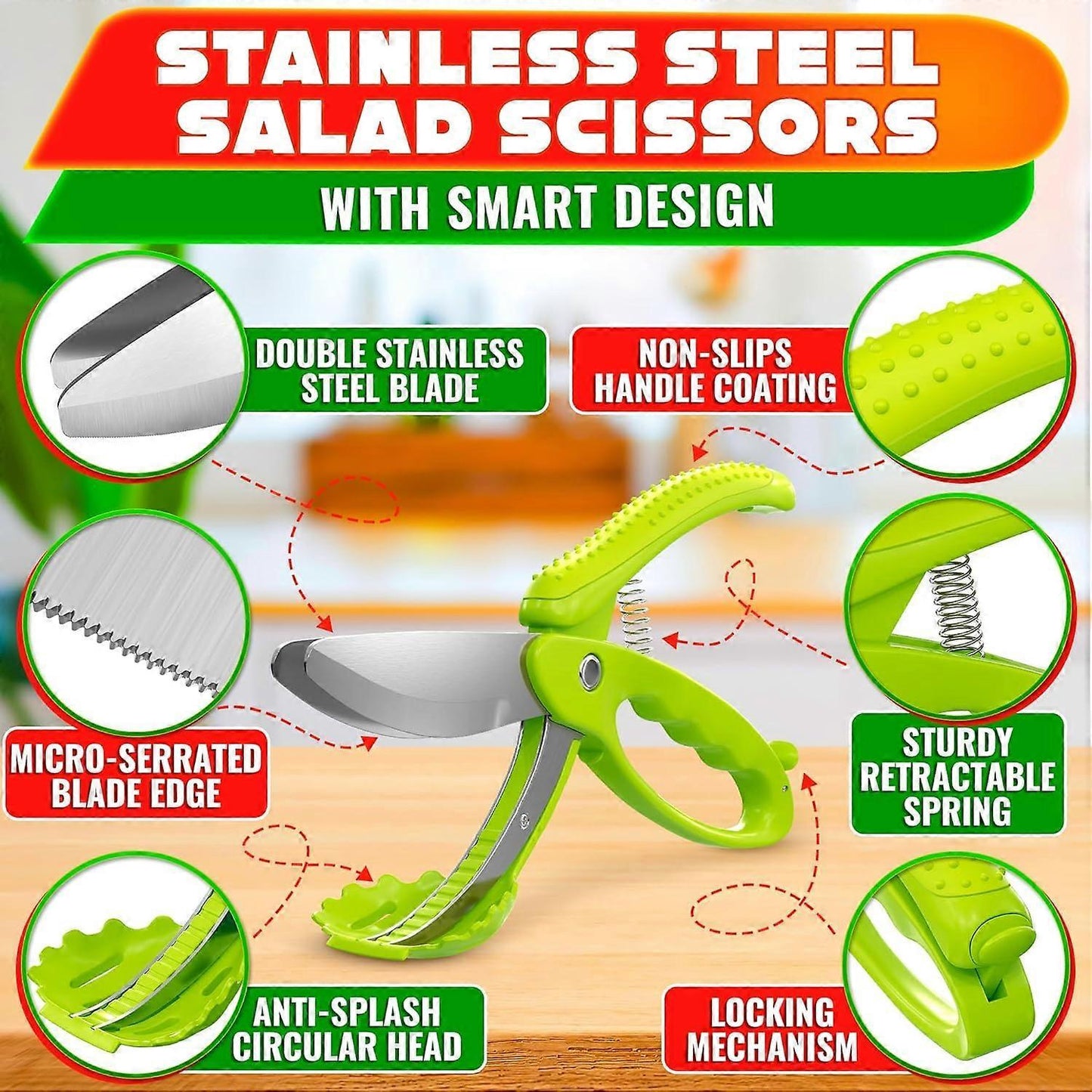 Salad Scissors Lettuce Shredder Chopper Kitchen Salad Tool