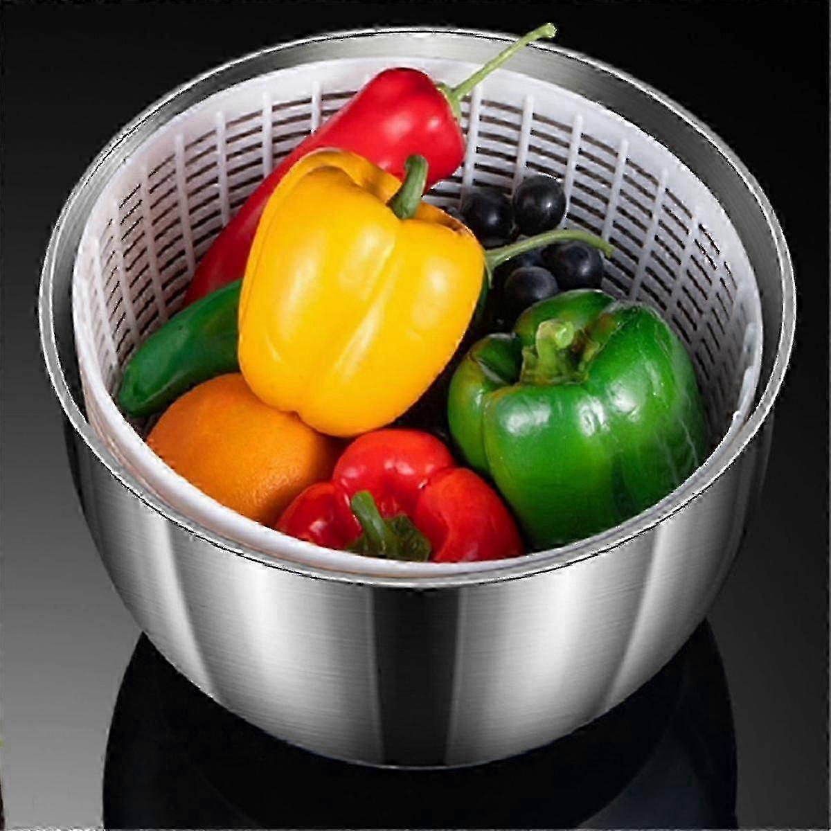 4.5L Electric Salad Spinner Vegetable Washer Silver White