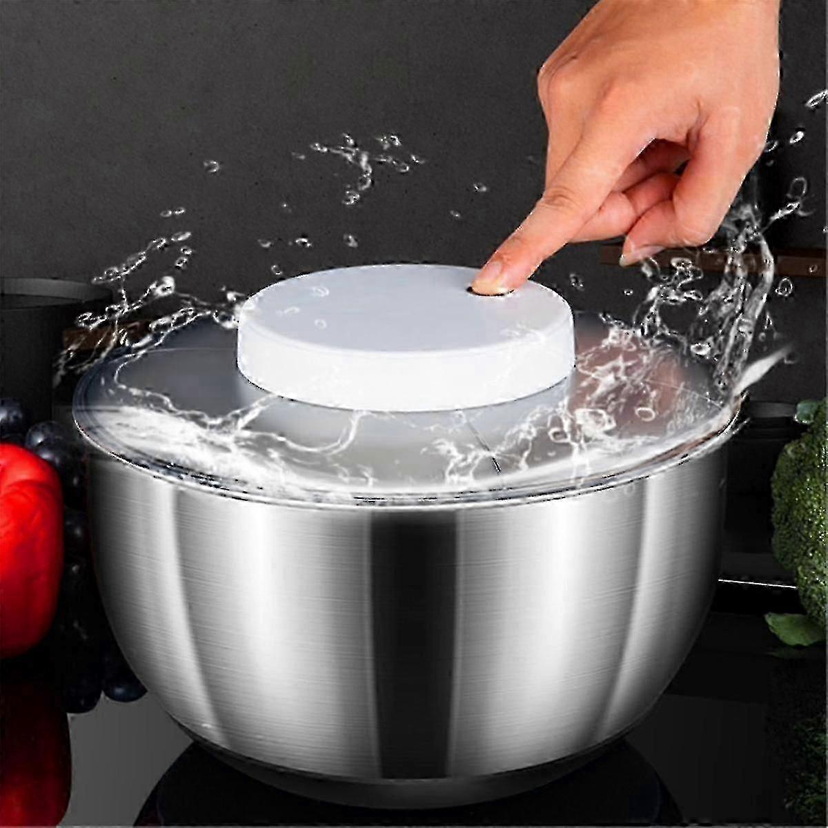 4.5L Electric Salad Spinner Vegetable Washer Silver White