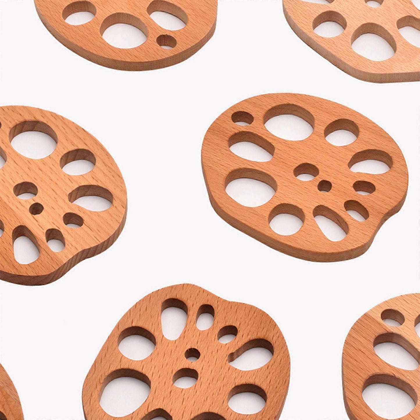 Wooden Drink Coaster Lotus Root Slice Design