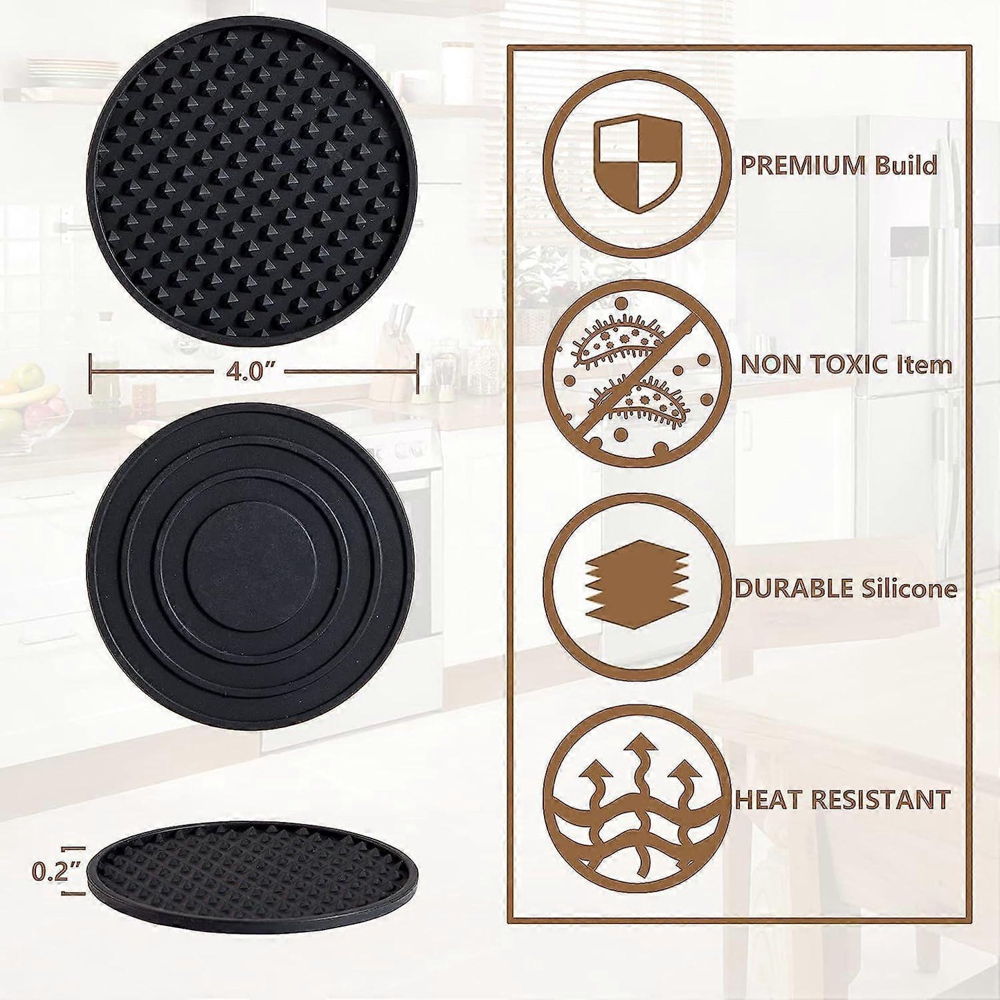 Silicone Drink Coasters with Holder Tabletop Protection