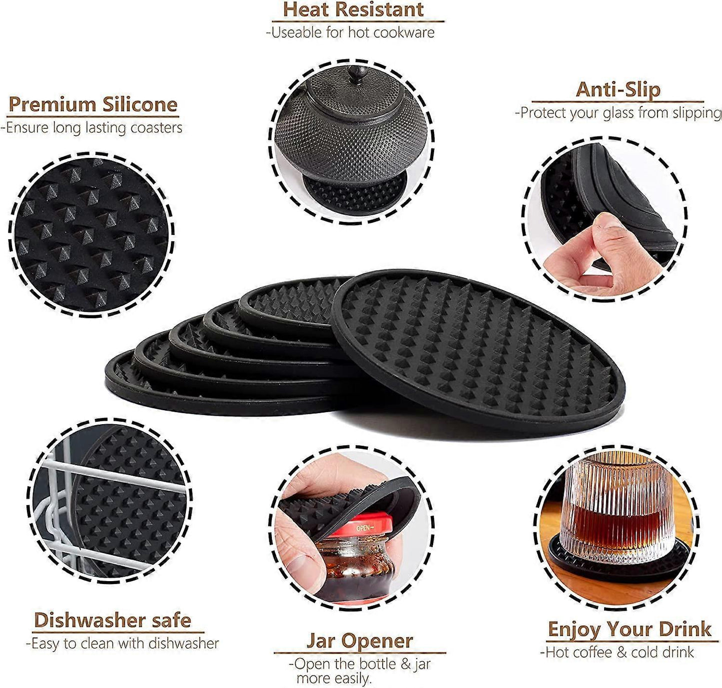 Silicone Drink Coasters with Holder Tabletop Protection